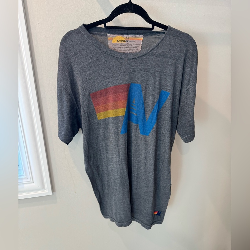 Aviator nation logo tee- heather grey- XL